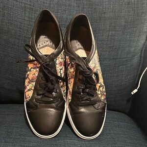 Men’s Robert Graham Black Leather Floral Sneakers Size 11.5